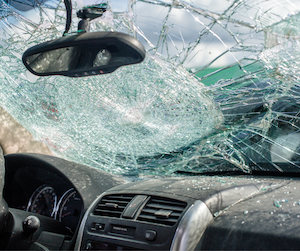 Broken car glass