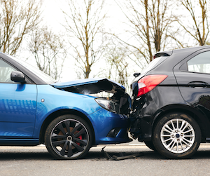 Sideview of a car crash