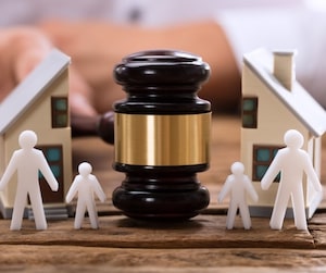 Gavel dividing a family