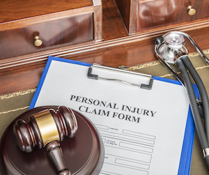 Gavel on a personal injury form