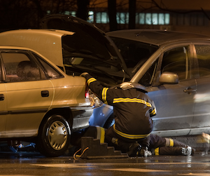 Worker injuried in a car crash