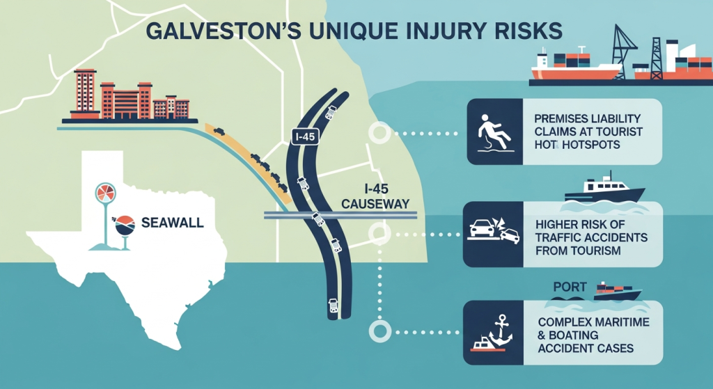 Galveston's unique injury risks
